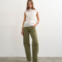 Topshop Ember low rise straight jean in khaki