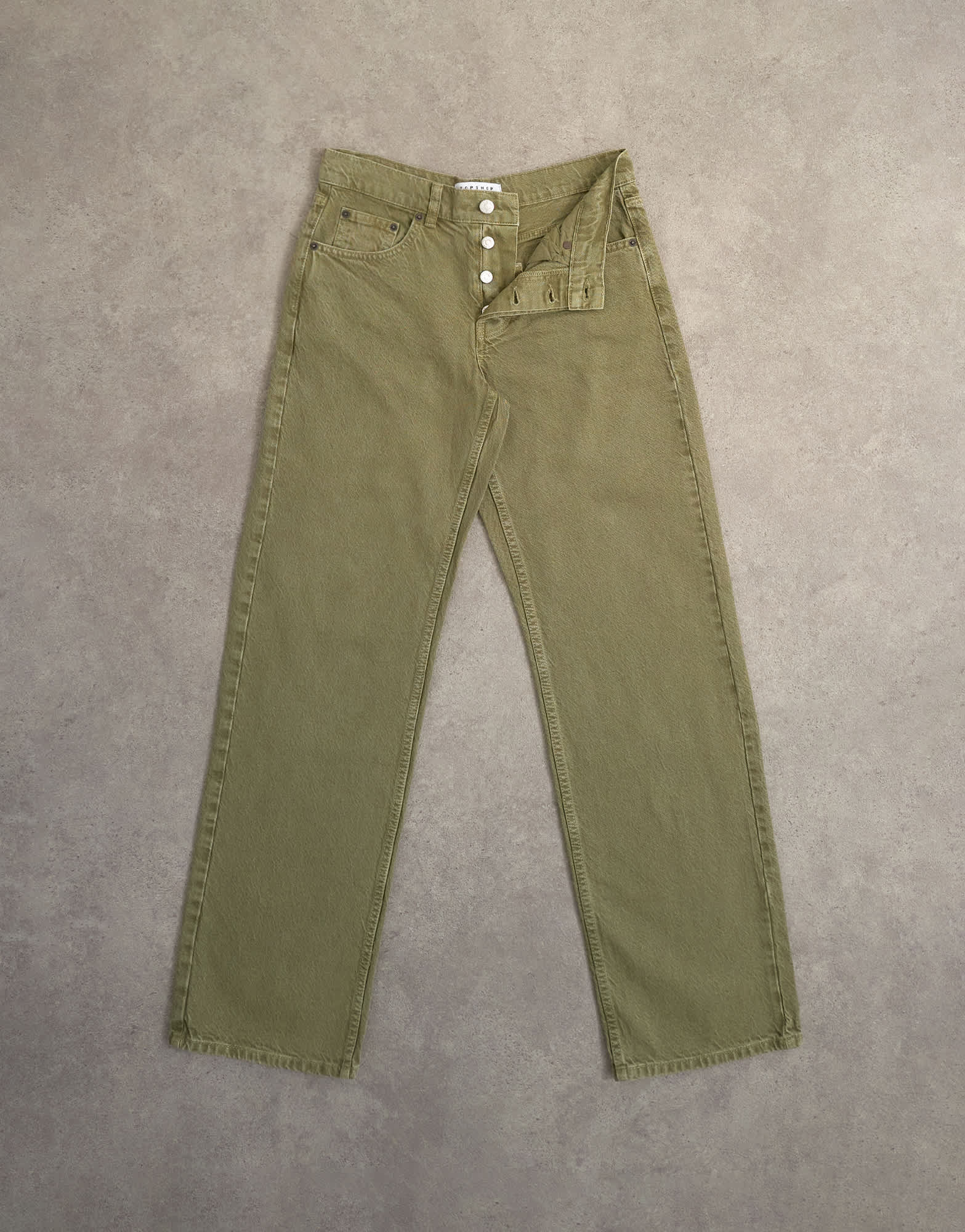 Topshop Ember low rise straight jean in khaki