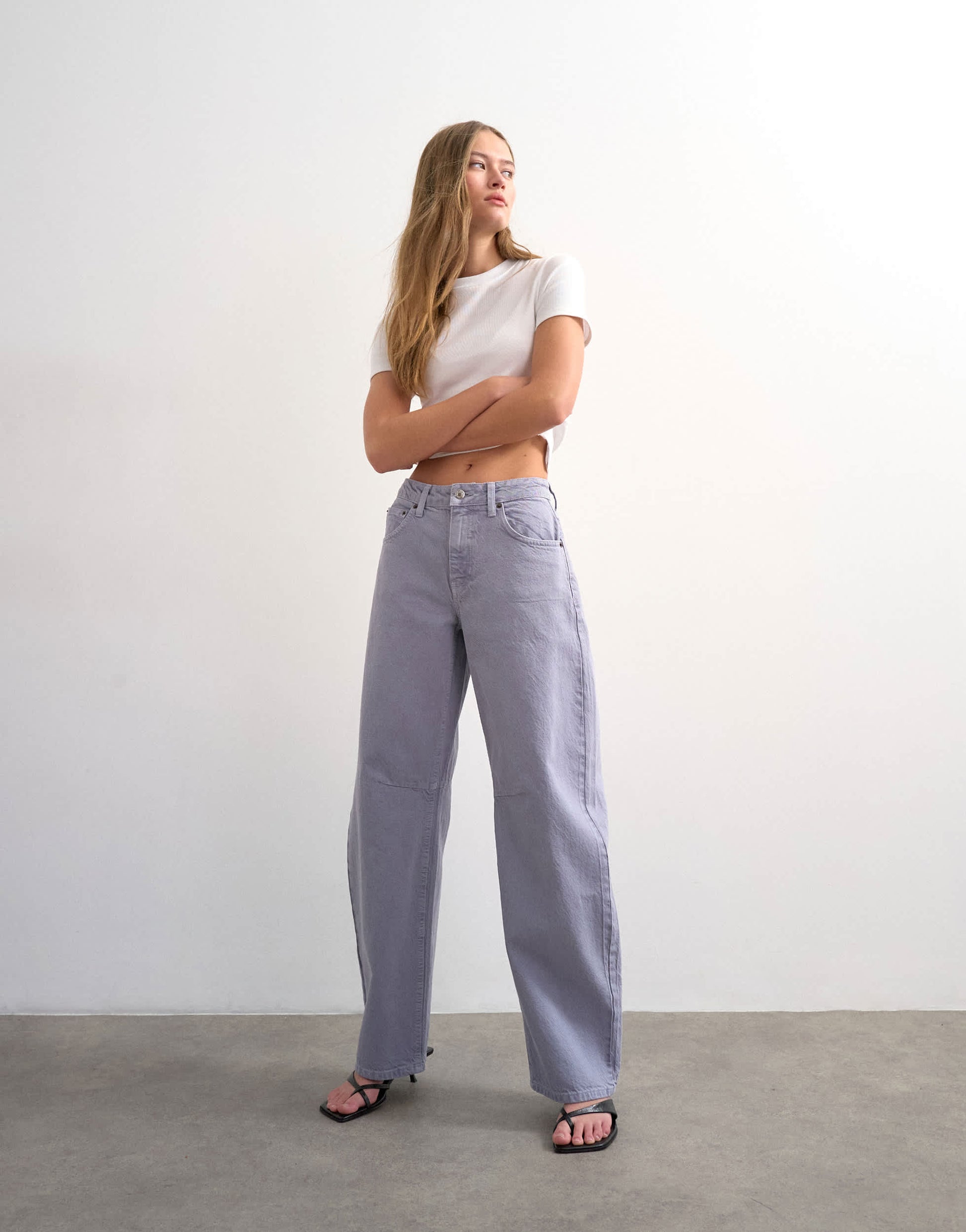 Topshop Barrel high rise jean in lilac