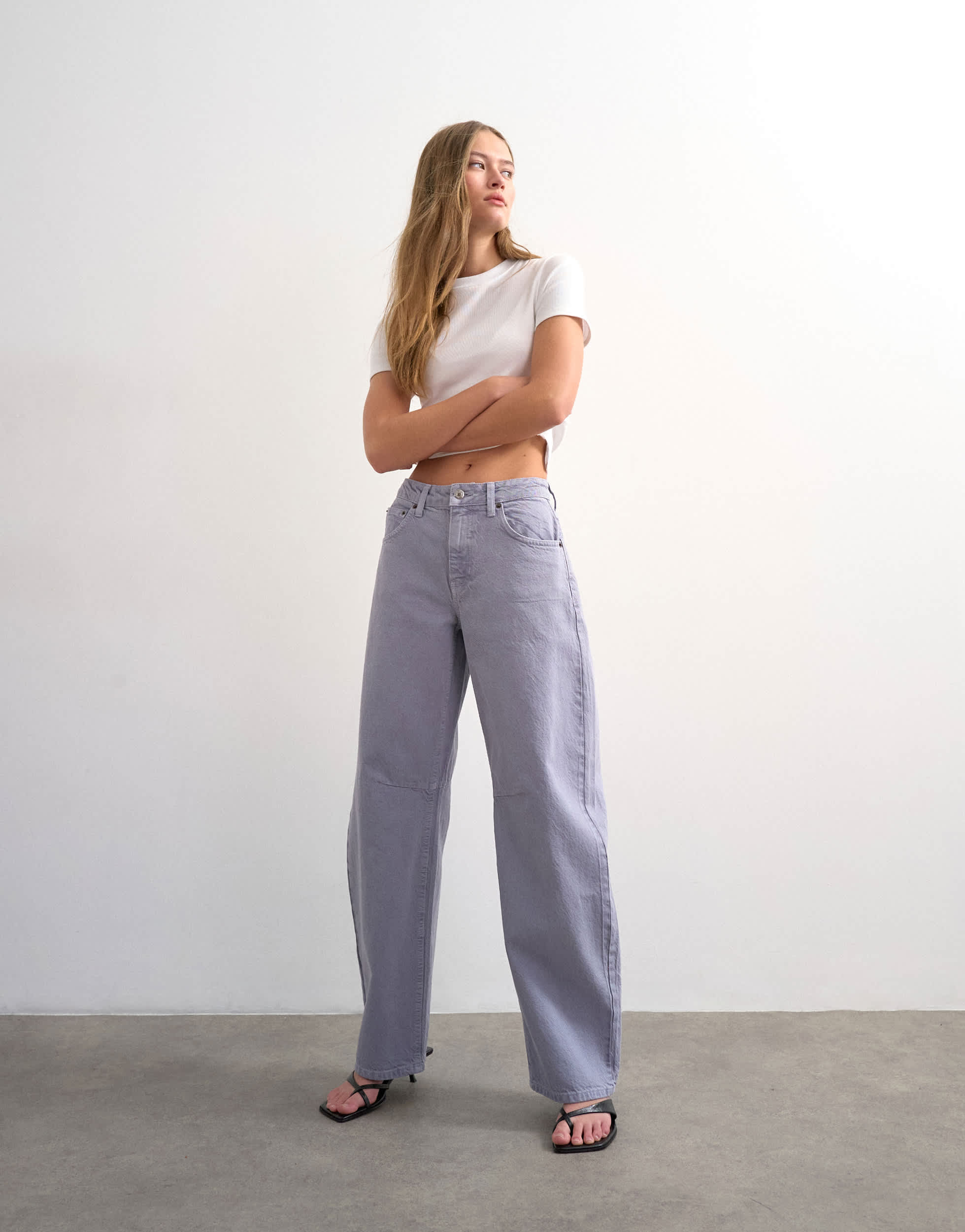 Topshop Barrel high rise jean in lilac