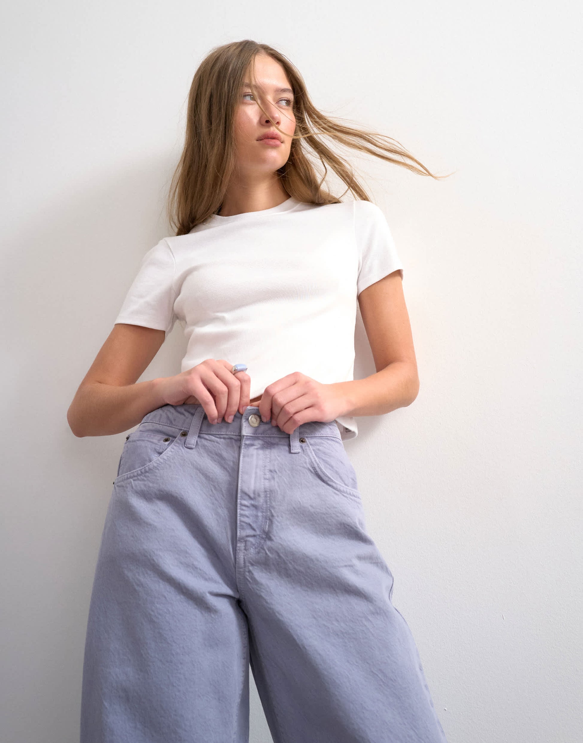 Topshop Barrel high rise jean in lilac