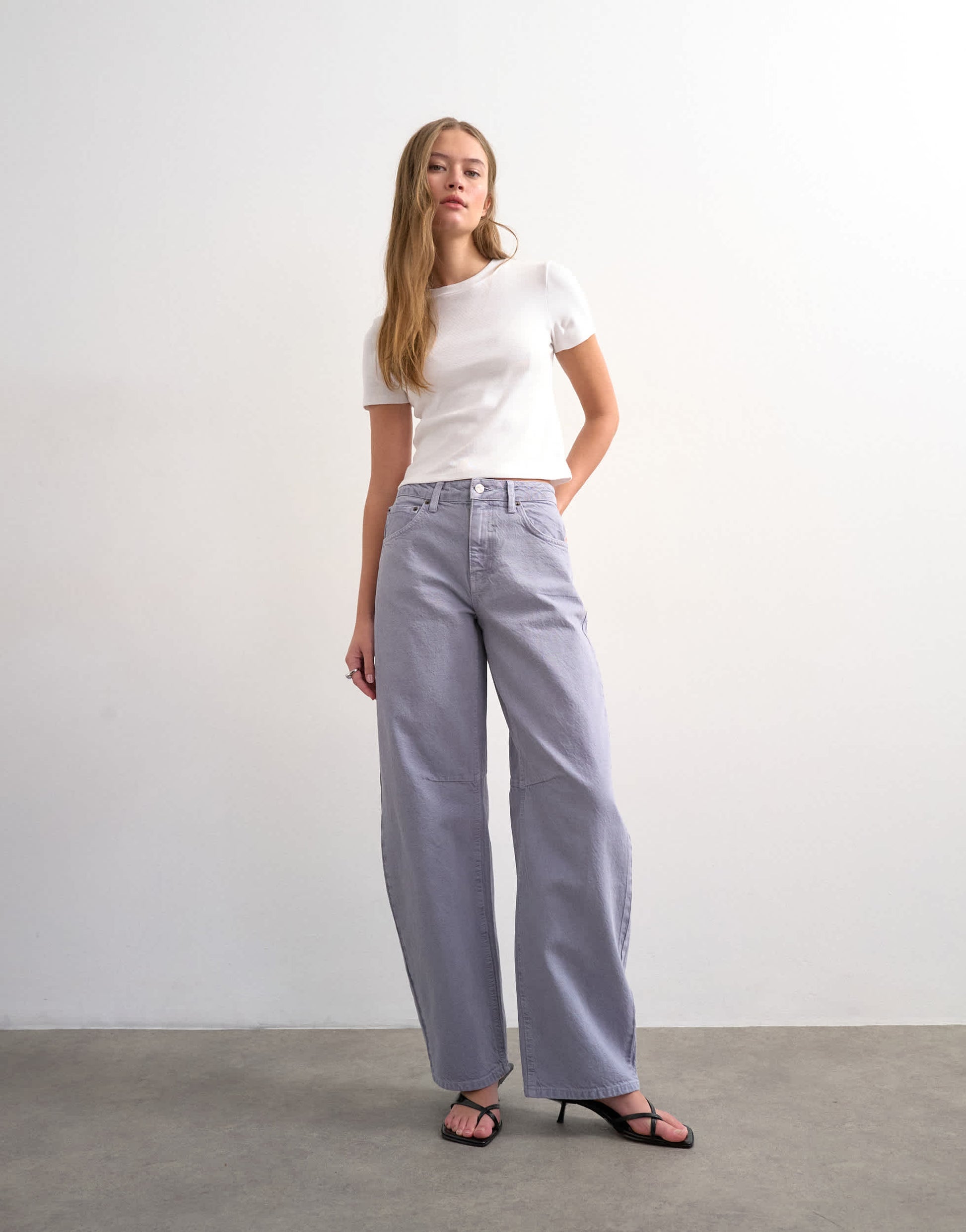 Topshop Barrel high rise jean in lilac