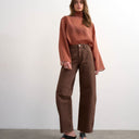 Topshop Barrel high rise jean in chocolate