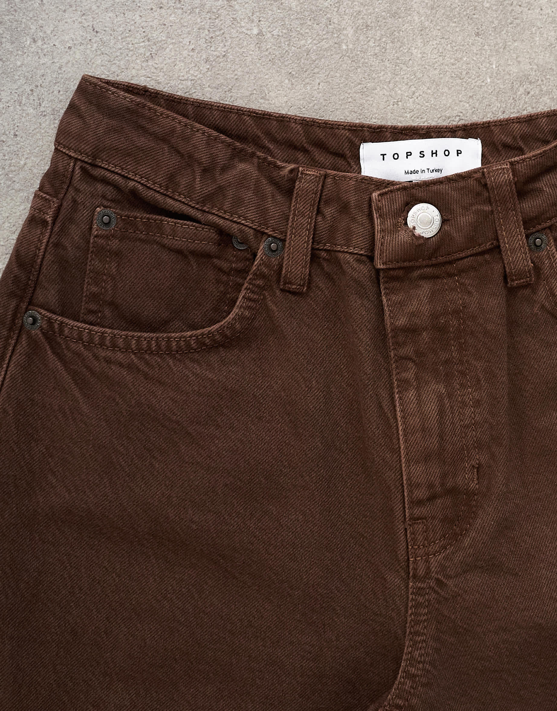 Topshop Barrel high rise jean in chocolate
