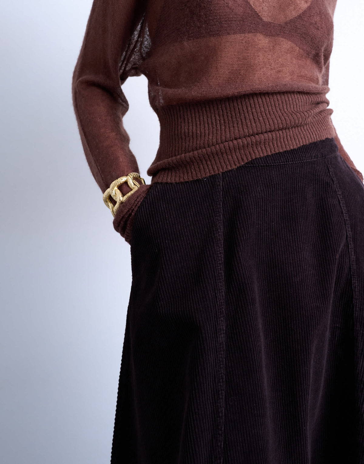 Topshop full circle maxi skirt in chocolate cord