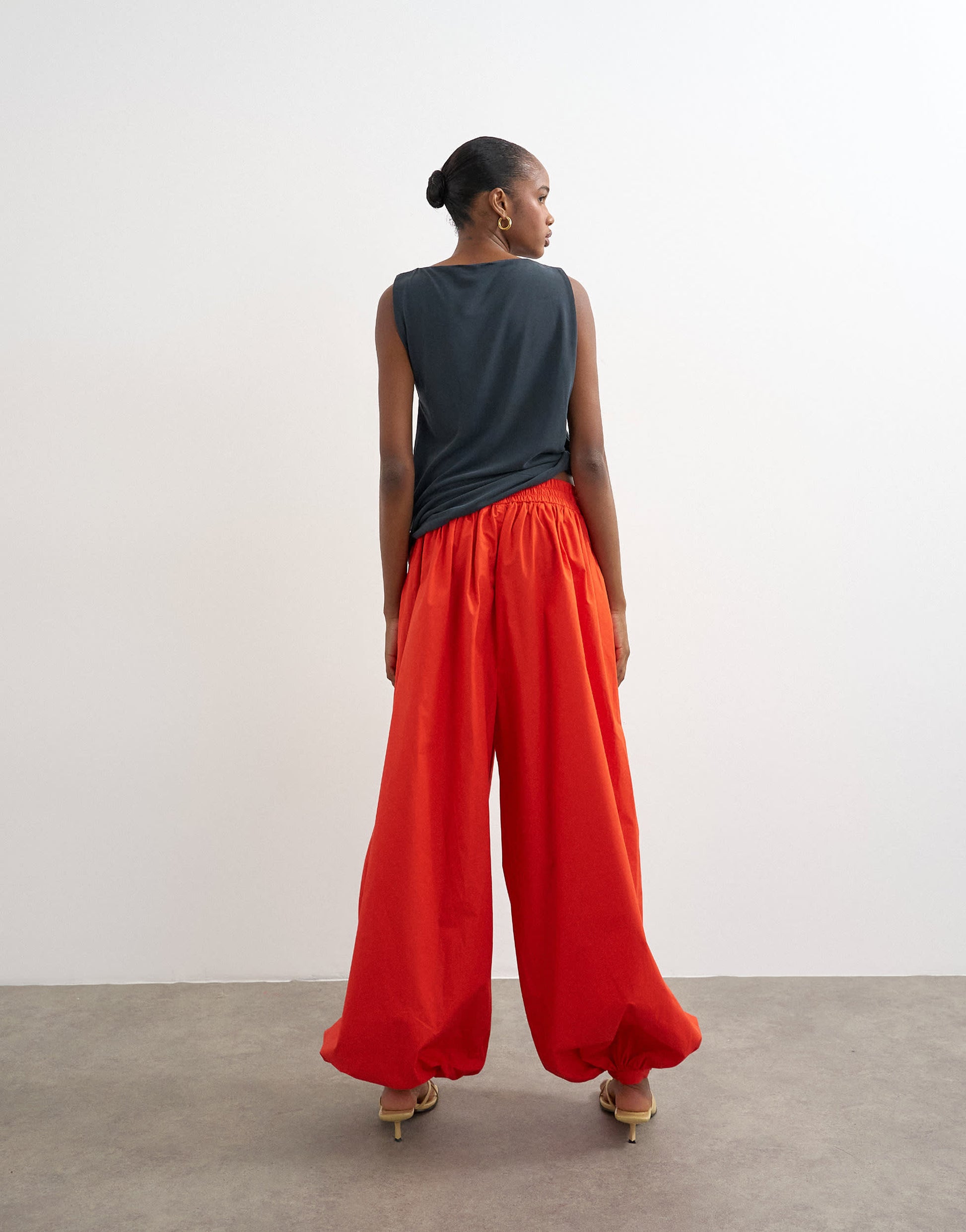 Topshop oversized cuff balloon trouser in red