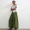 Topshop oversized cuff balloon trouser in khaki