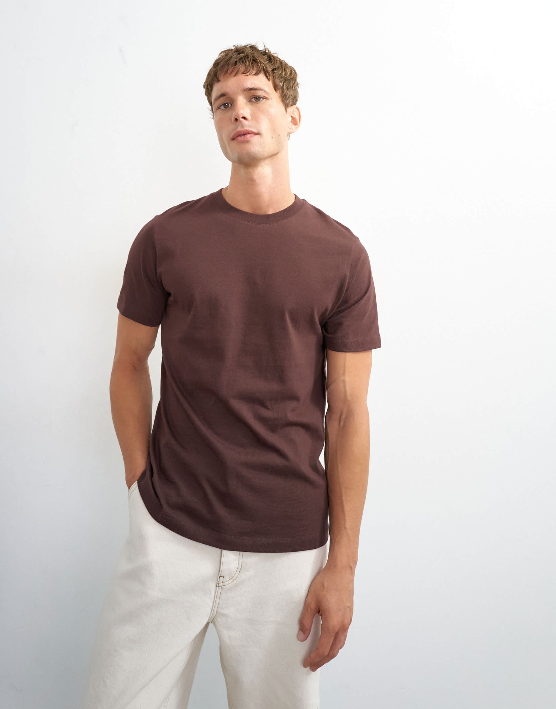 Topman classic fit t-shirt in chocolate