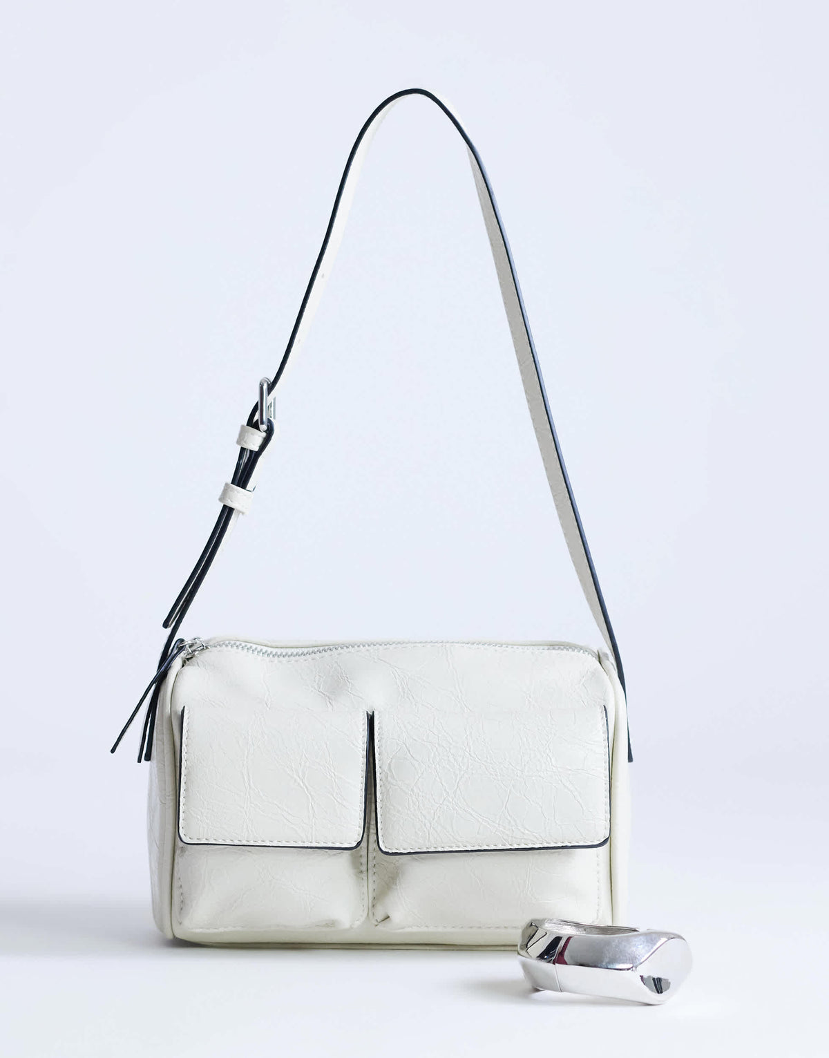 Topshop Safia front pocket shoulder bag in off white
