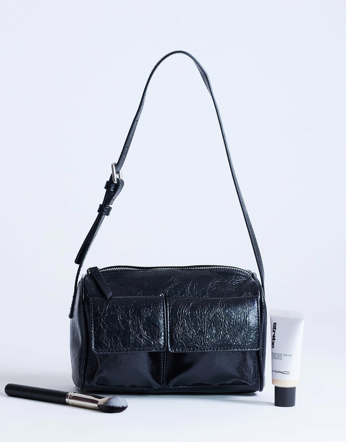 Topshop Safia front pocket shoulder bag in black