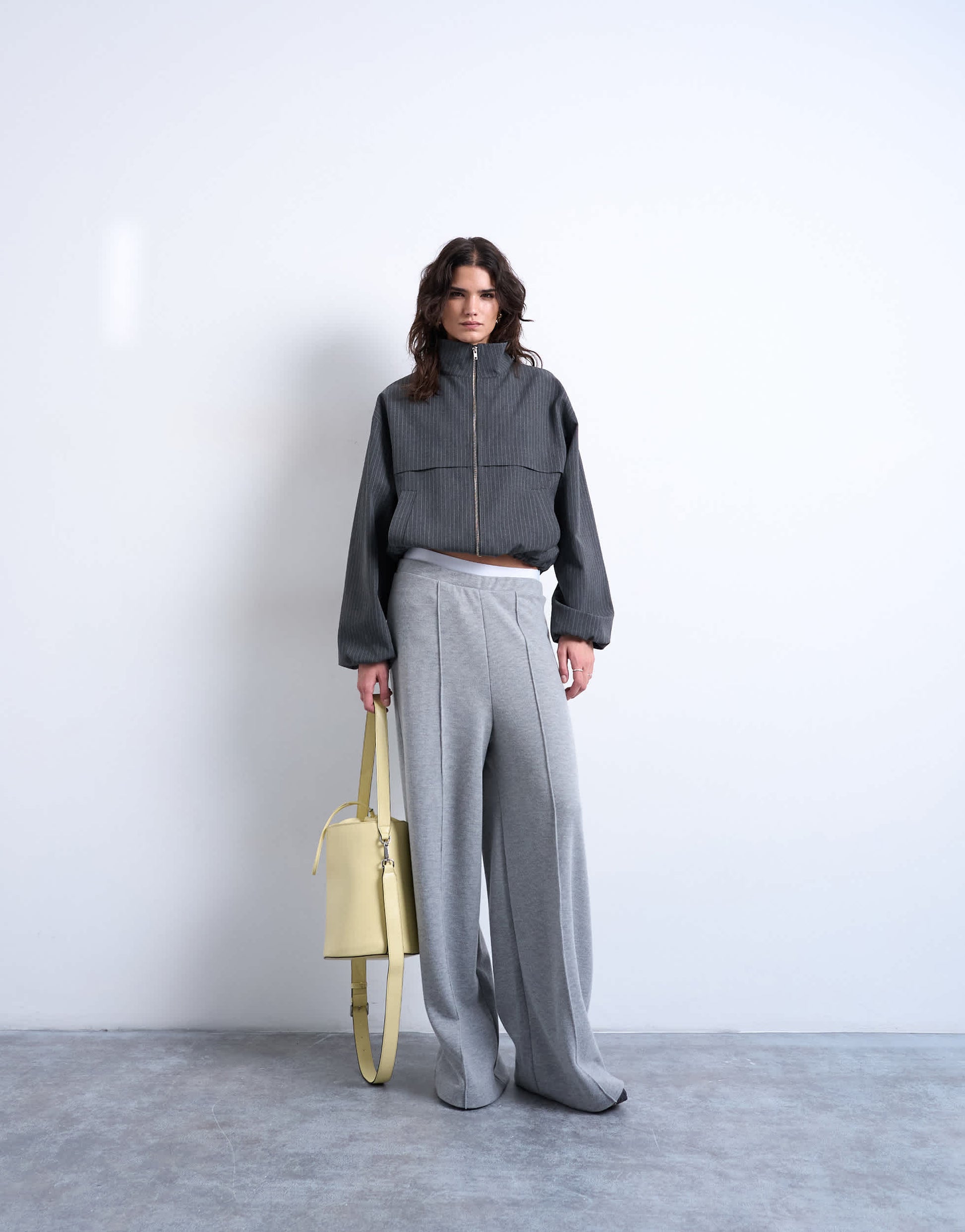 Topshop soft touch brushed pintuck trousers in grey