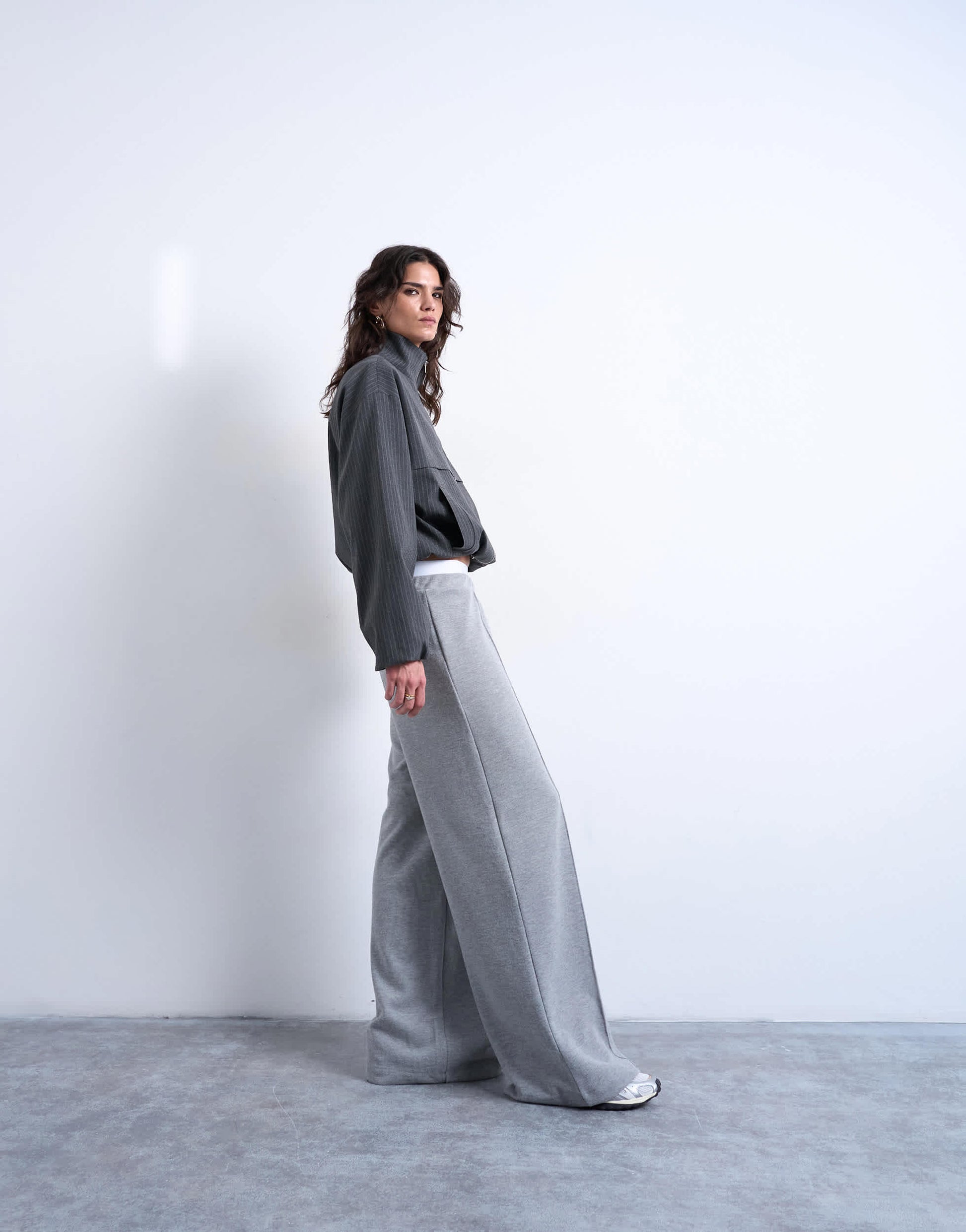 Topshop soft touch brushed pintuck trousers in grey
