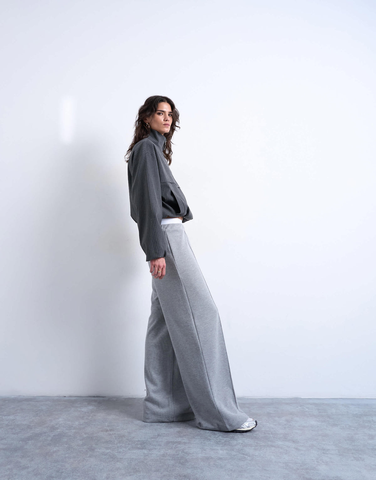 Topshop soft touch brushed pintuck trousers in grey
