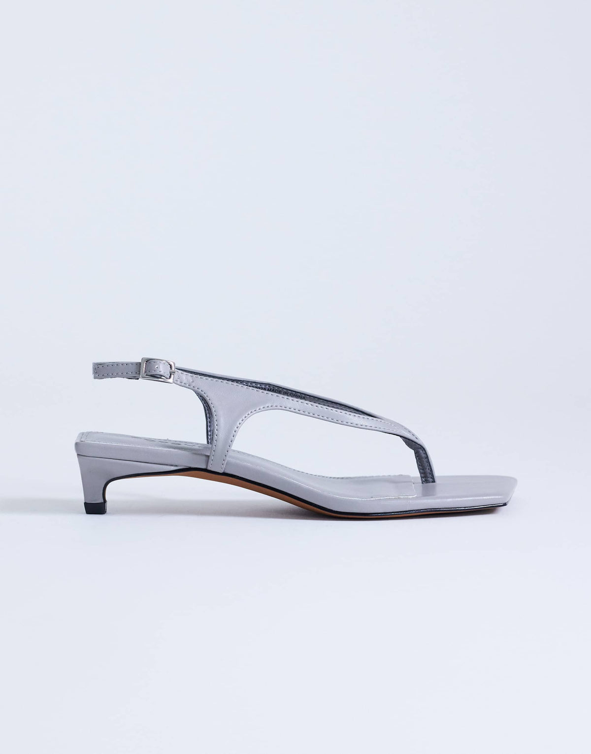 Topshop Sunshine toe thong mid heel sandal in grey