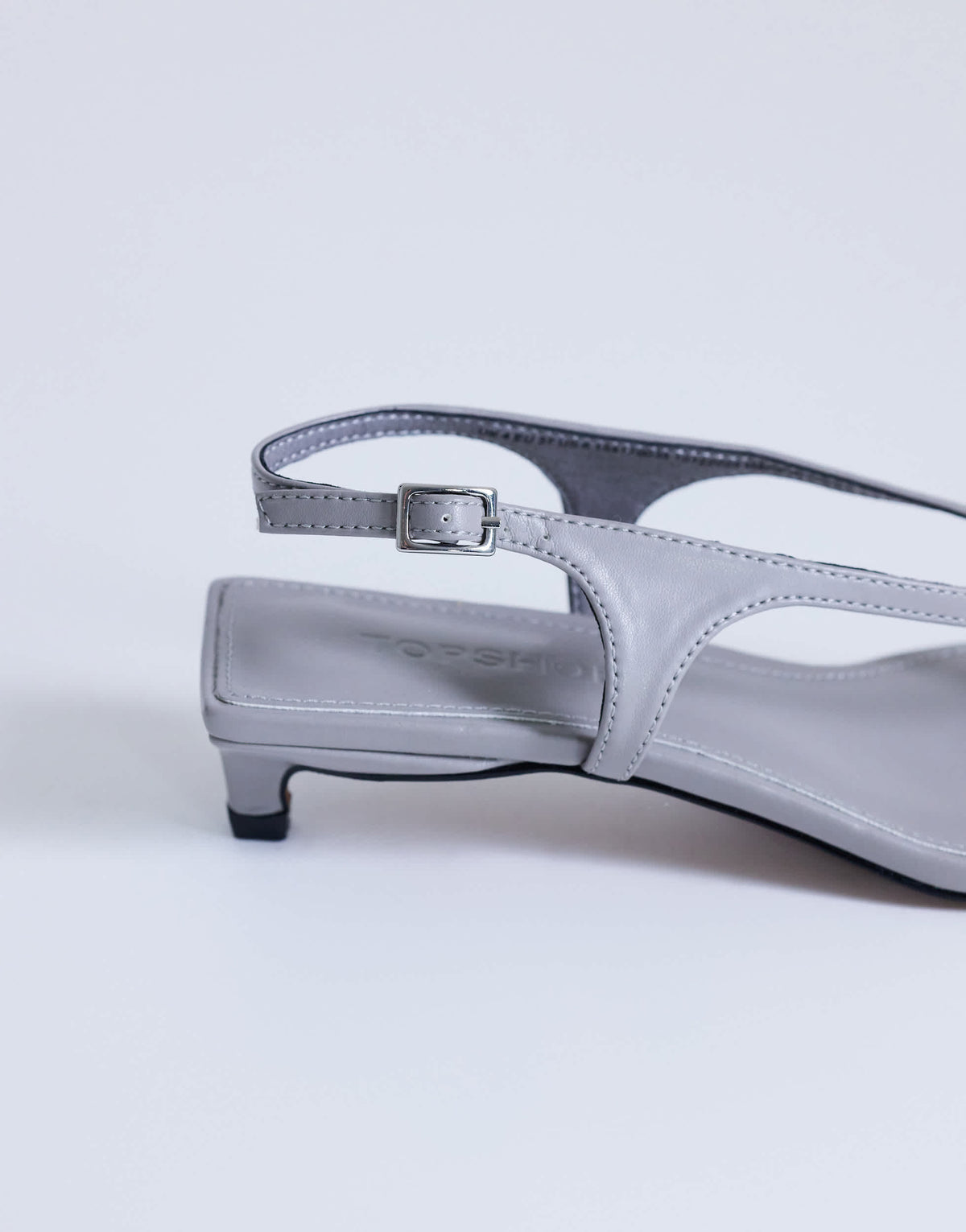 Topshop Sunshine toe thong mid heel sandal in grey