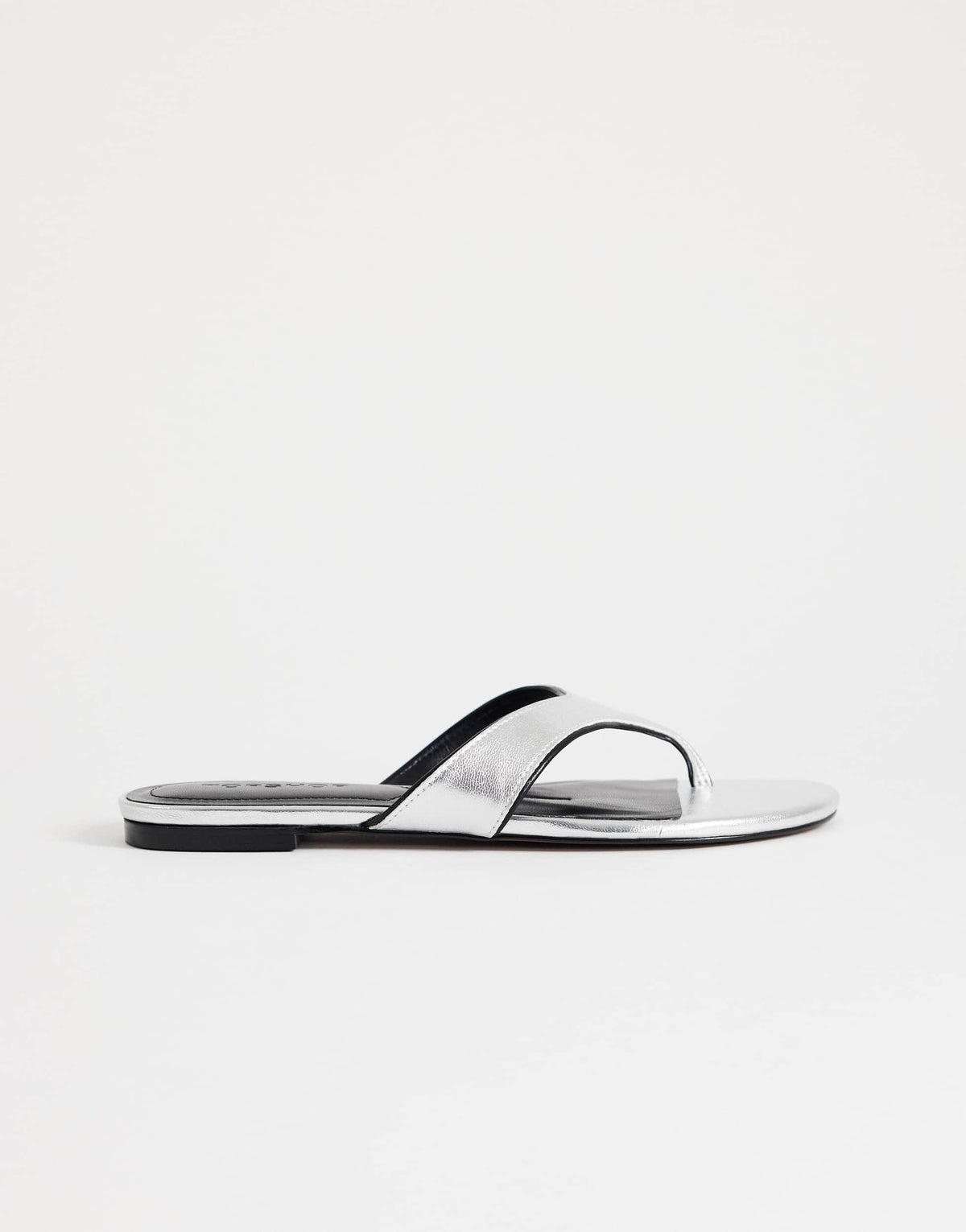 Topshop Sisi toe thong flat sandal in silver