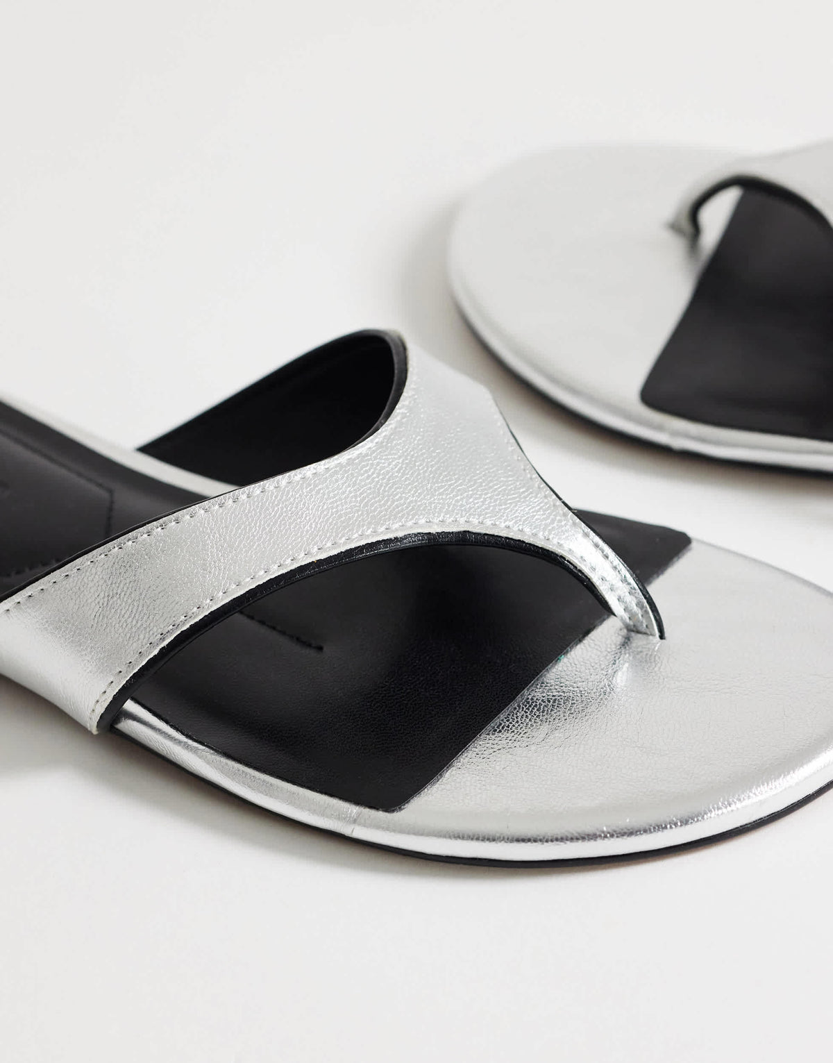 Topshop Sisi toe thong flat sandal in silver