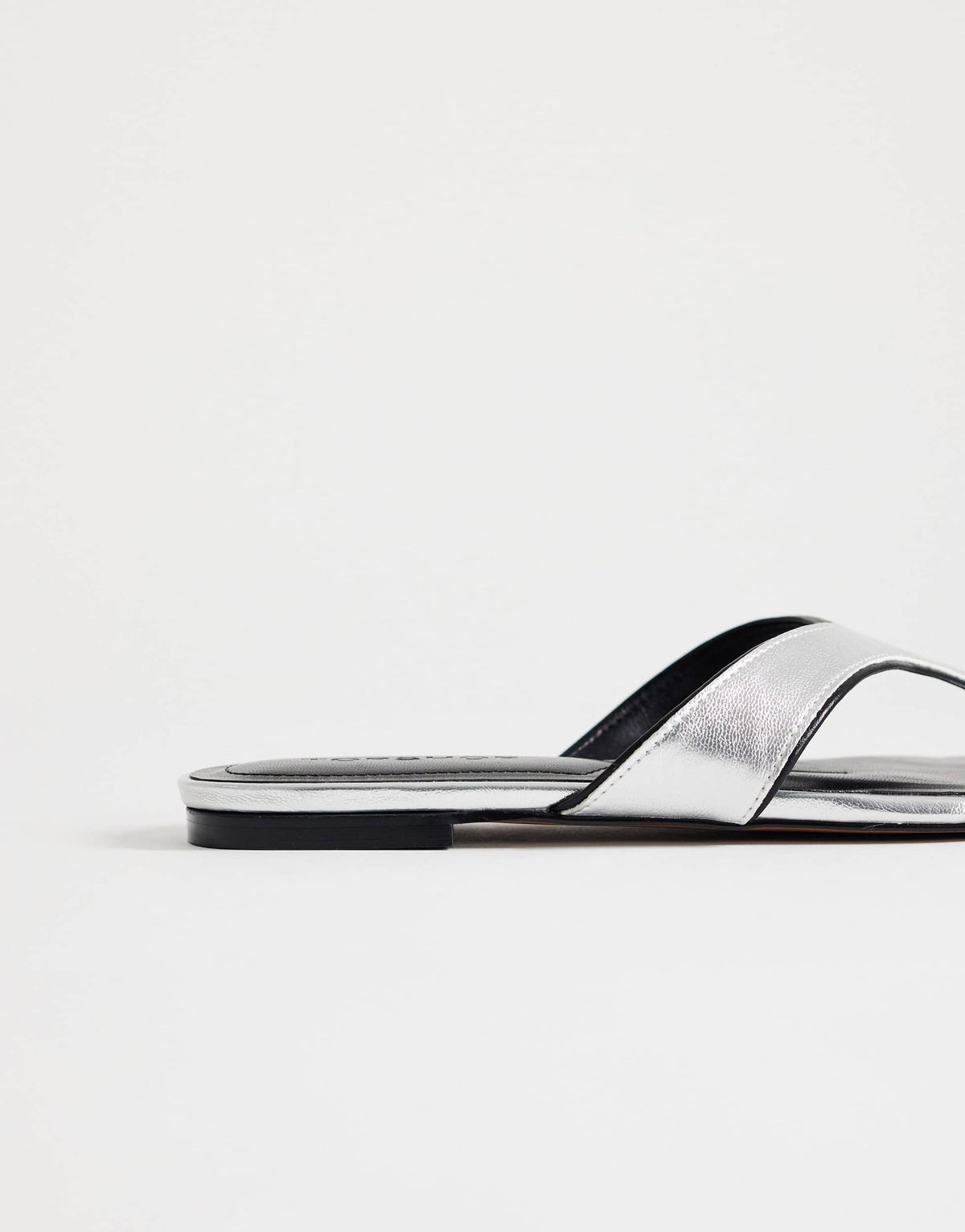 Topshop Sisi toe thong flat sandal in silver