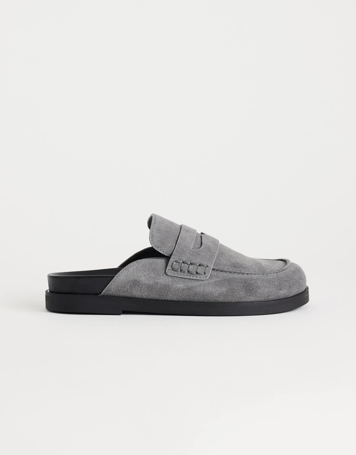 Topshop Addie real suede mule loafer in grey