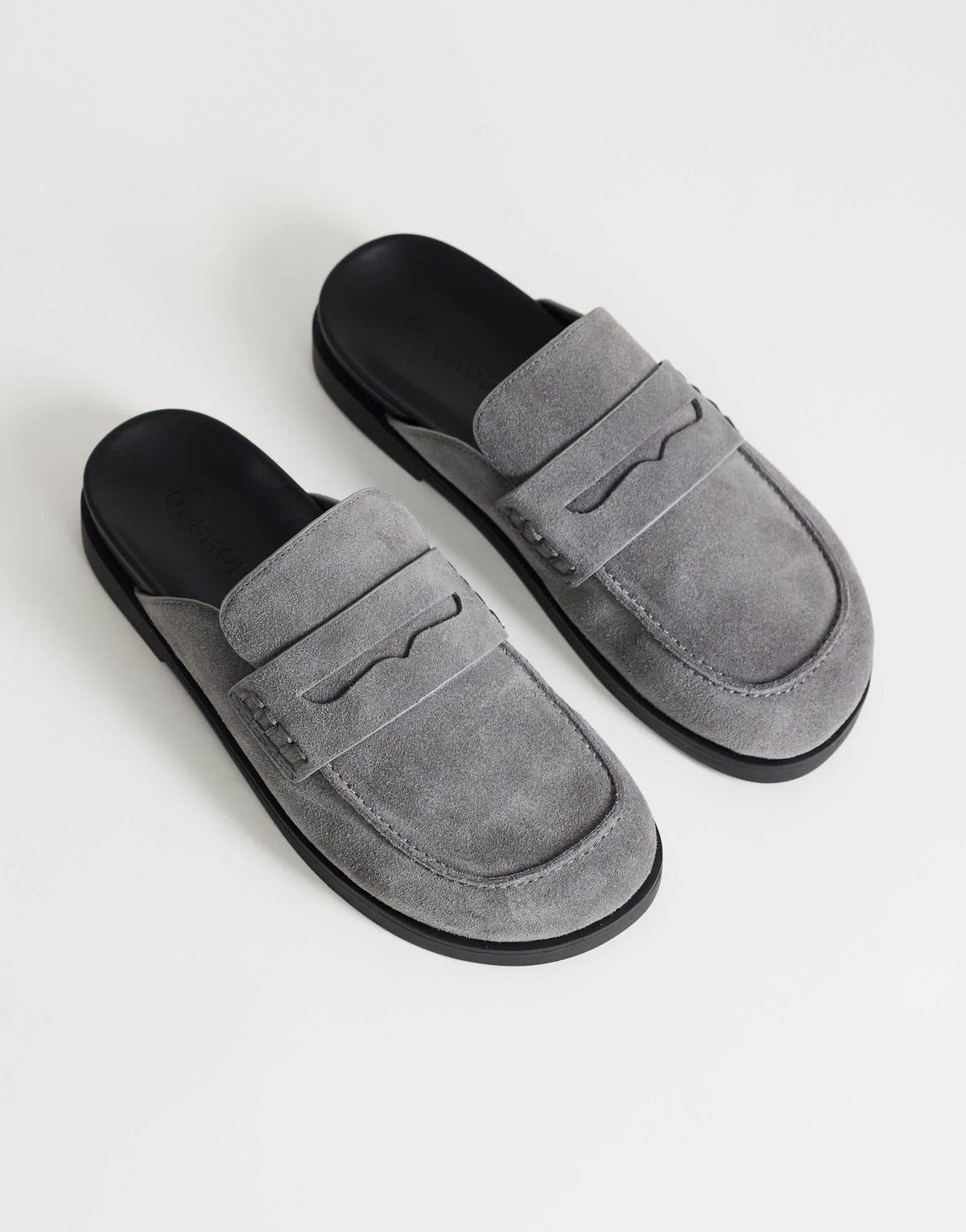 Topshop Addie real suede mule loafer in grey