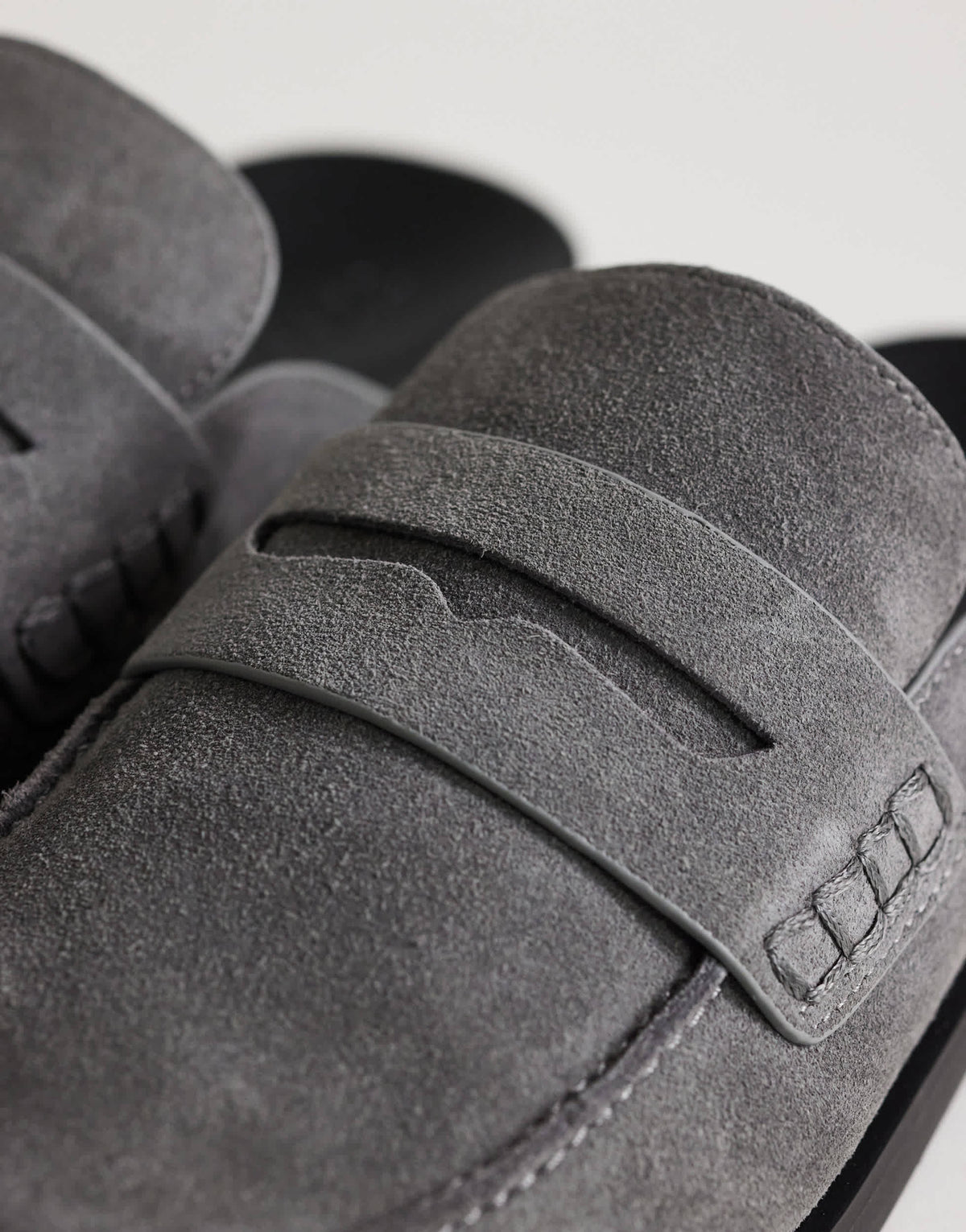 Topshop Addie real suede mule loafer in grey