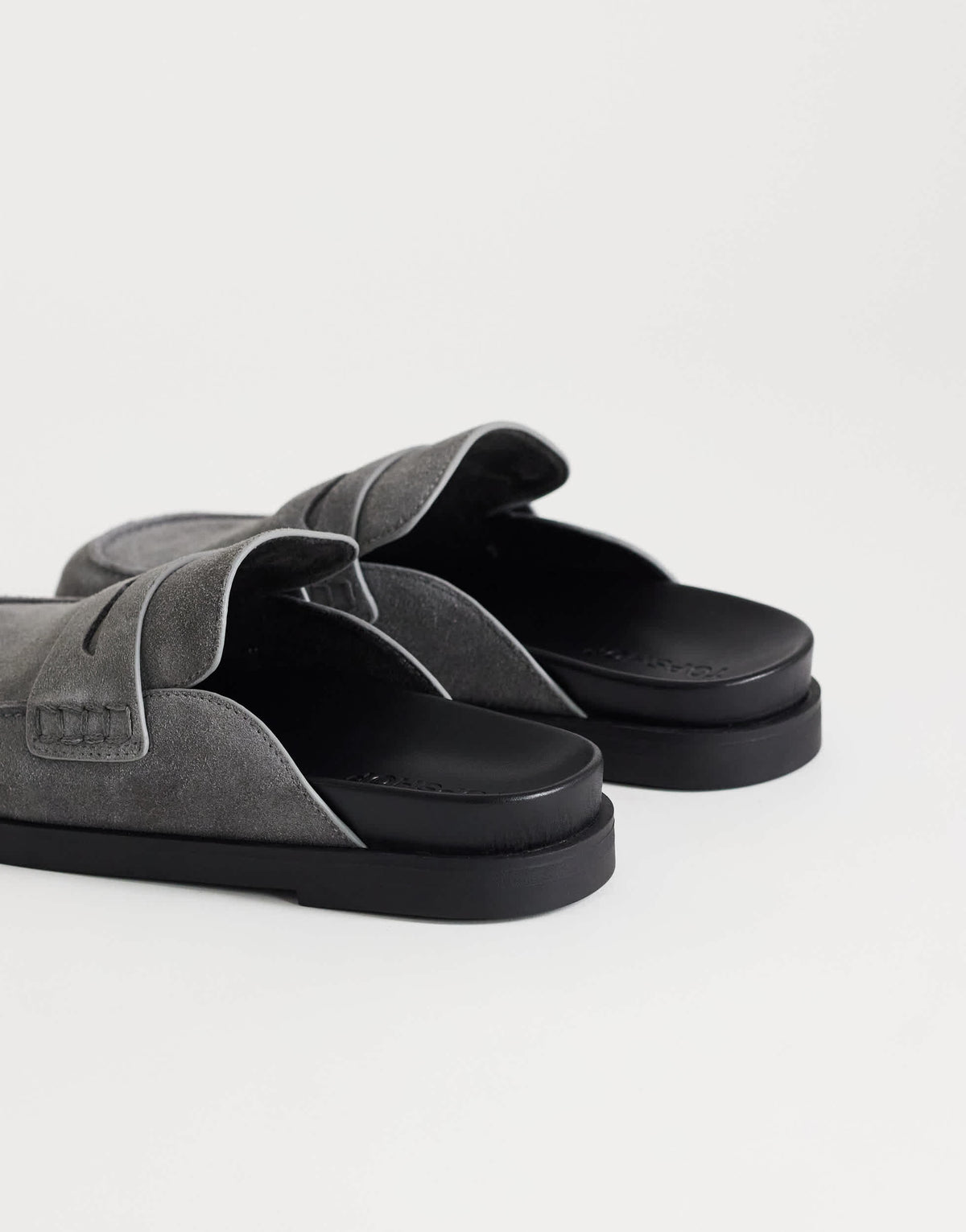 Topshop Addie real suede mule loafer in grey