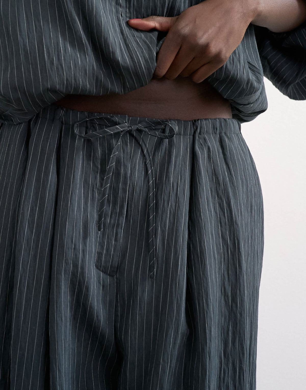 Topshop co ord modal stripe bubble hem trouser  in navy