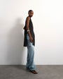 Topshop longline sheer organza tunic in black