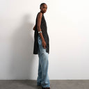 Topshop longline sheer organza tunic in black