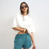 Topshop poplin stripe A line boxer short in blue and green stripe