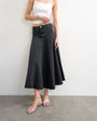 Topshop denim yoke front maxi skirt in washed black
