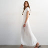Topshop drop shoulder blouson waist crinkle maxi dress in white