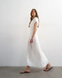 Topshop drop shoulder blouson waist crinkle maxi dress in white