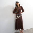 Topshop curved waistband chiffon t-shirt maxi dress in chocolate brown