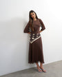 Topshop curved waistband chiffon t-shirt maxi dress in chocolate brown
