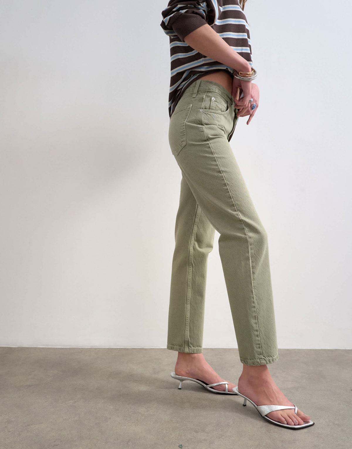 Topshop Runway mid rise straight jean in washed khaki