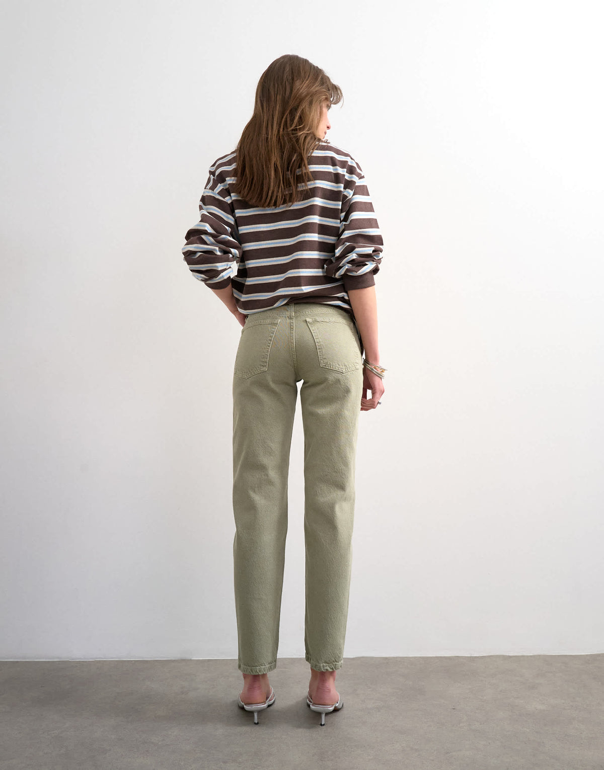 Topshop Runway mid rise straight jean in washed khaki