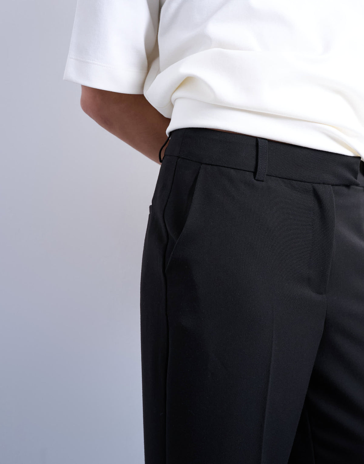 Topshop pleated straight leg trouser in black 