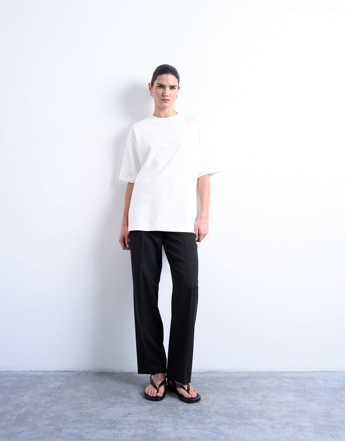 Topshop pleated straight leg trouser in black 