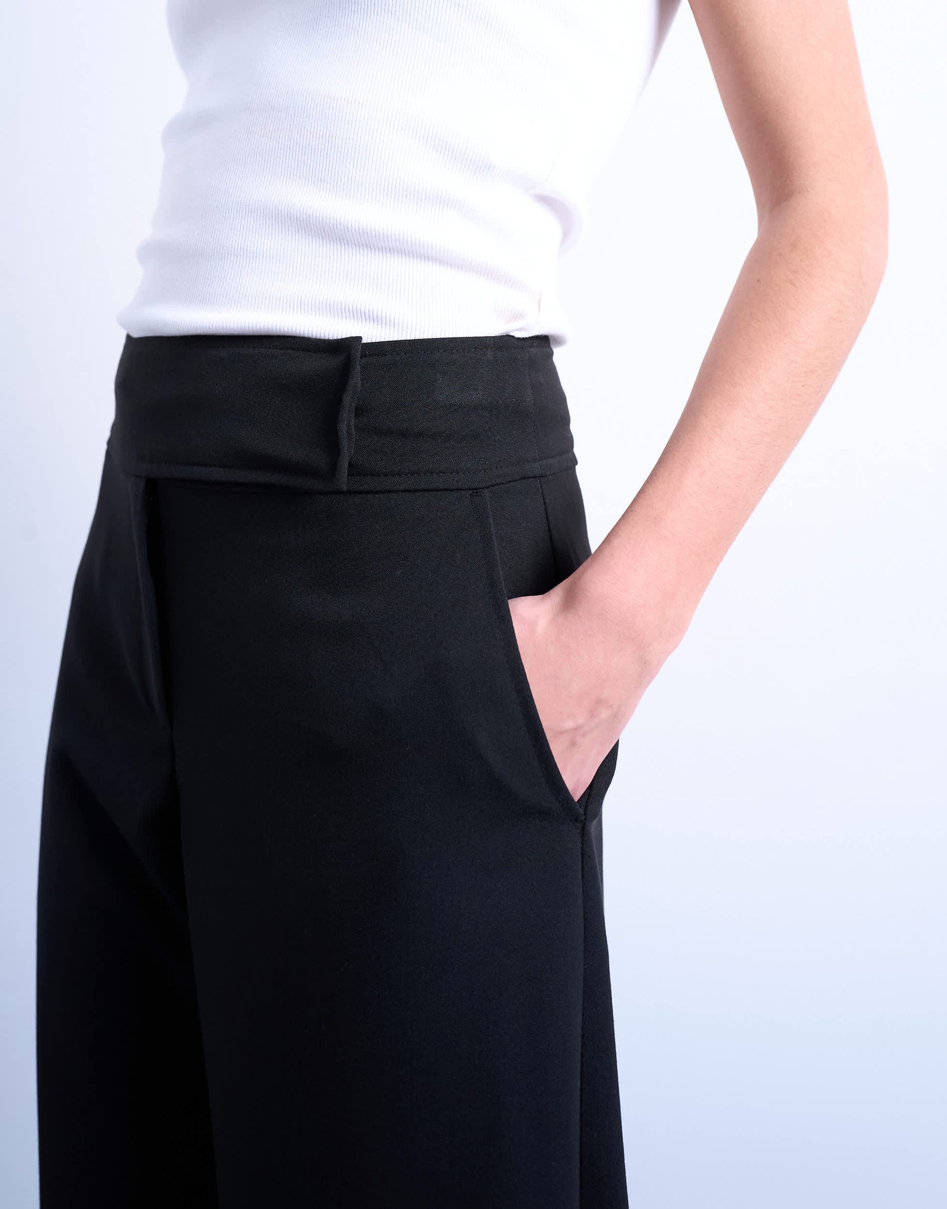 Topshop barrel leg trouser in black