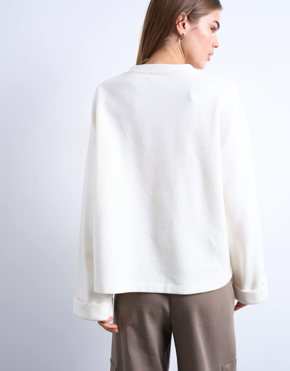 Topshop soft touch wide sleeve skater tee in ivory