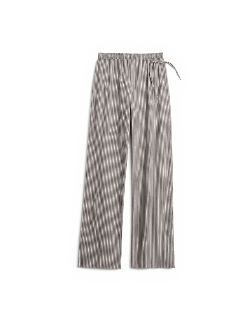 Topshop stripe poplin wrapover skirt trouser in brown
