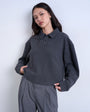 Topshop soft touch boxy long sleeve polo co-ord in grey