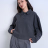 Topshop soft touch boxy long sleeve polo co-ord in grey