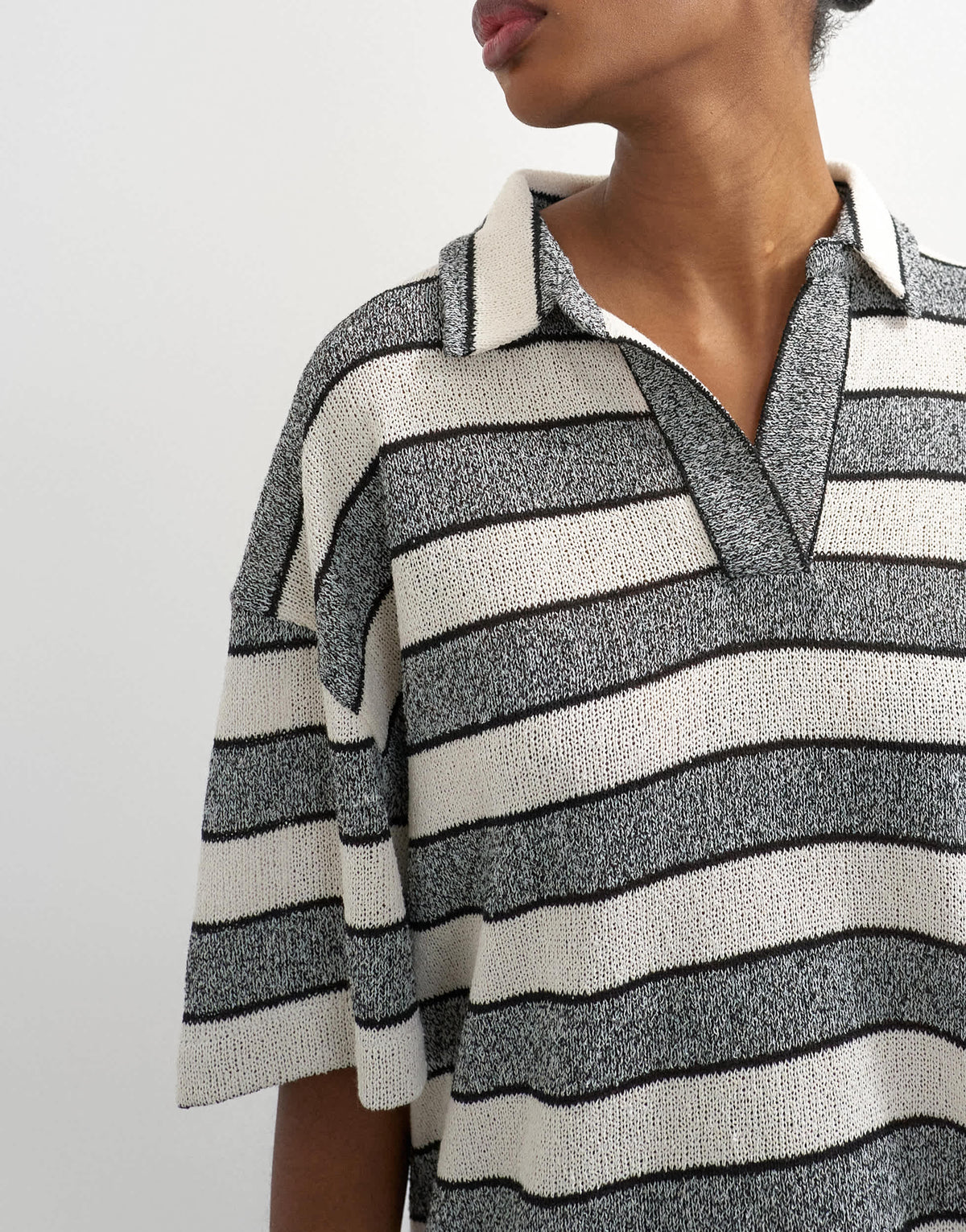 Topshop cut and sew stripe oversized rugby top in grey