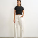 Topshop Barrel mid rise jean in bone