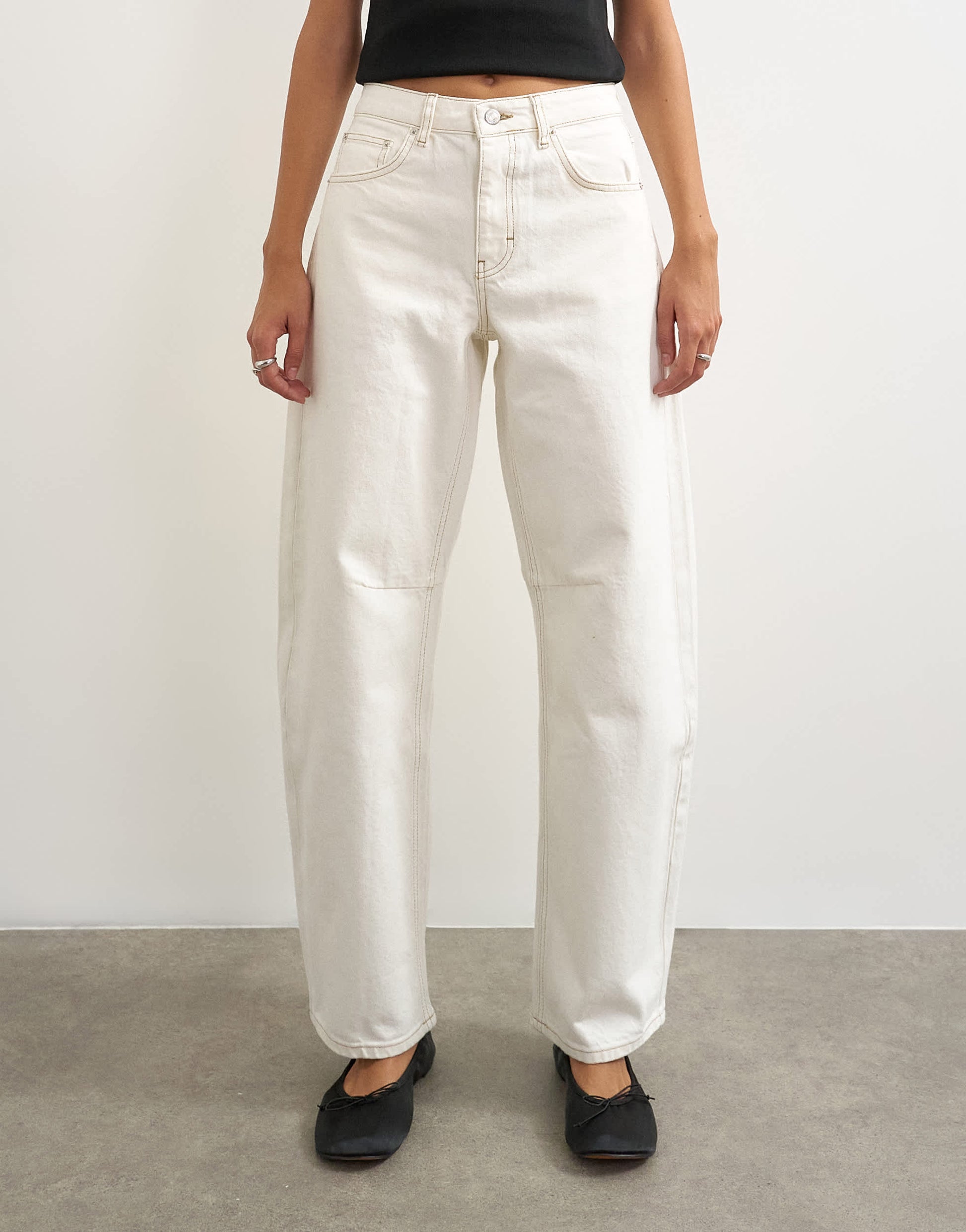 Topshop Barrel mid rise jean in bone