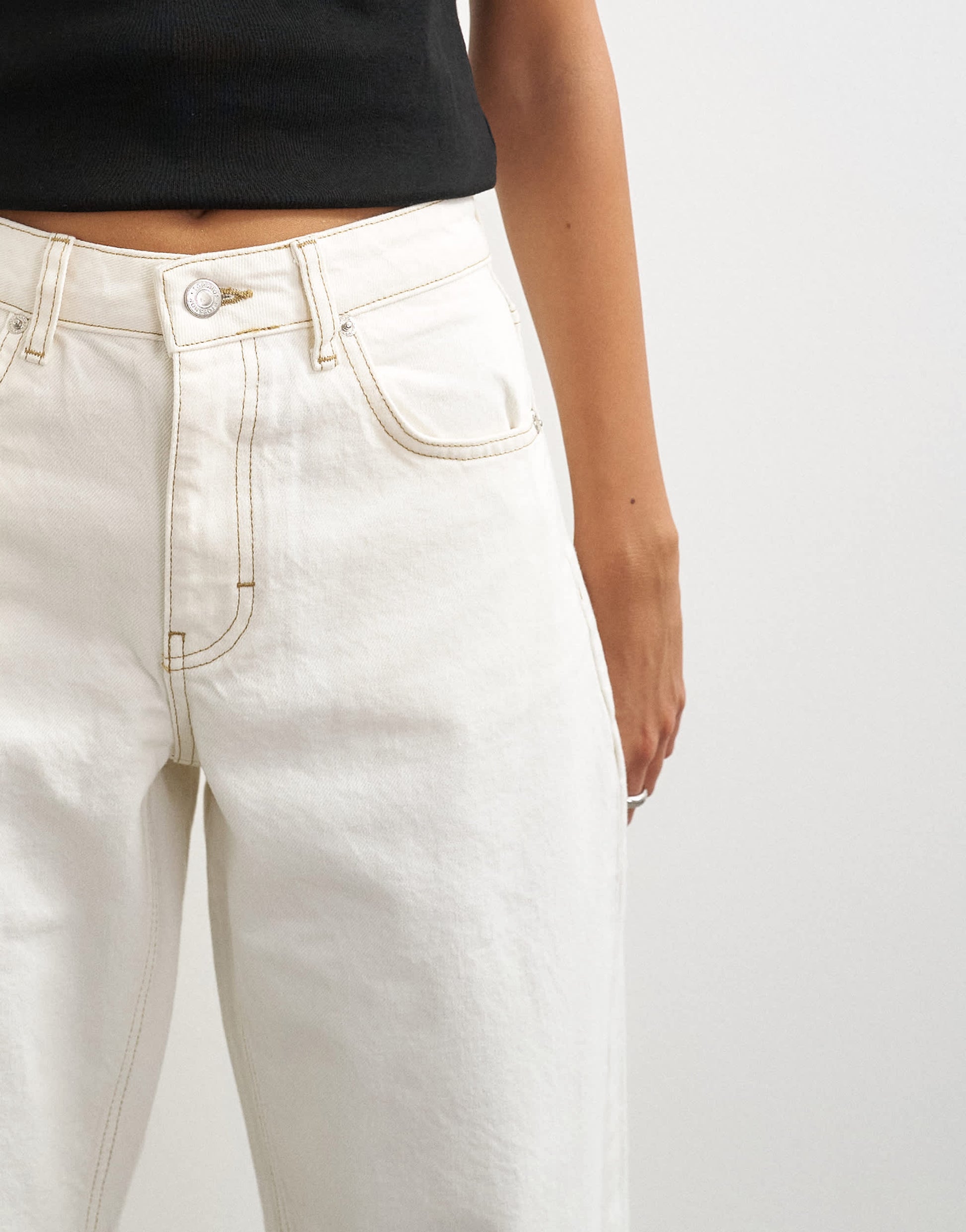 Topshop Barrel mid rise jean in bone