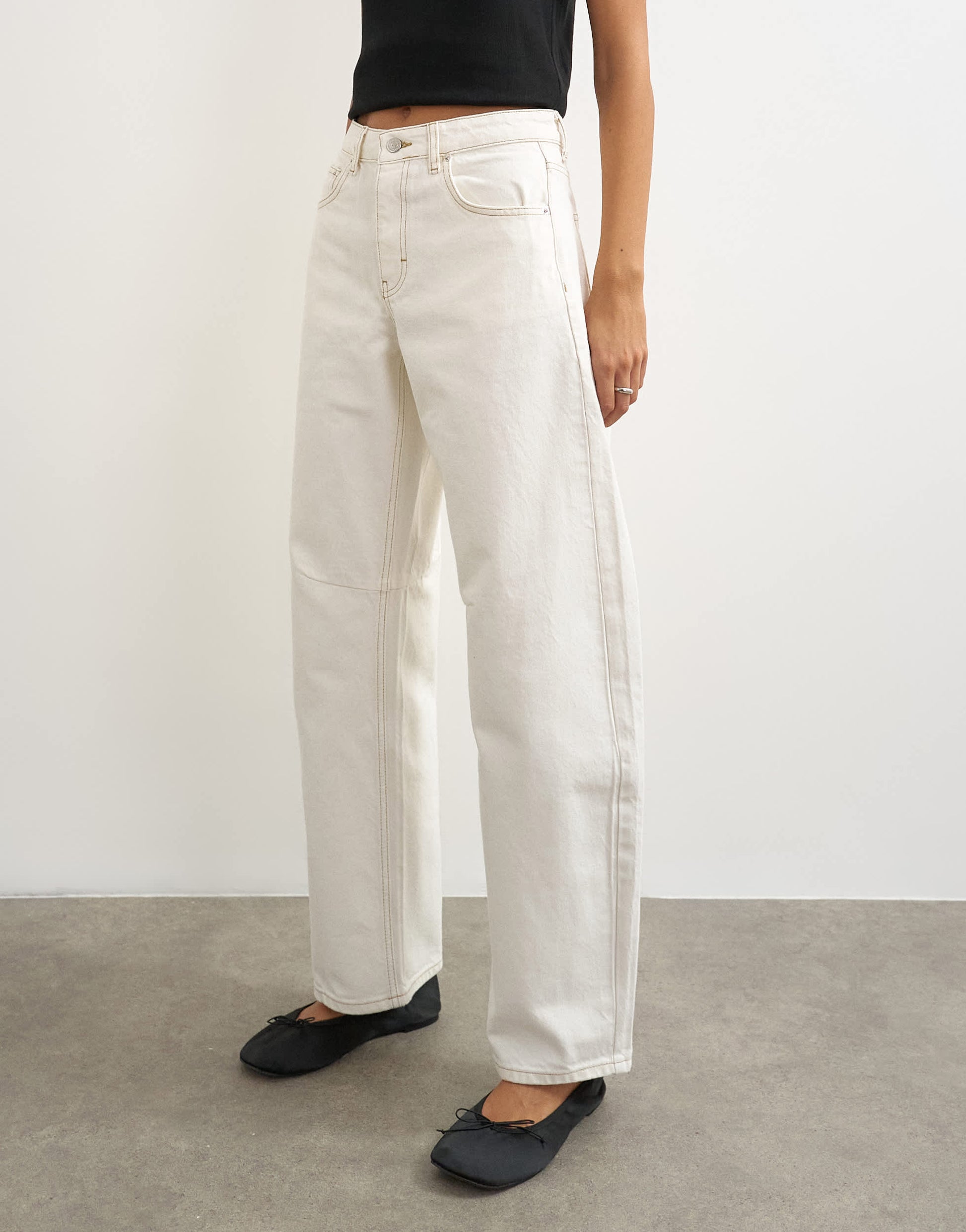Topshop Barrel mid rise jean in bone