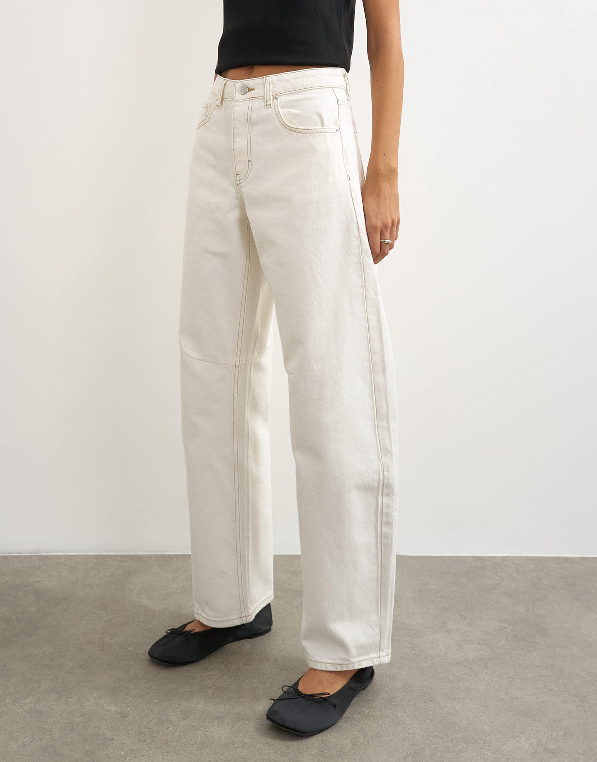 Topshop Barrel mid rise jean in bone